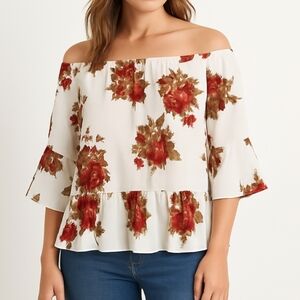 💙 BLVD Floral Wide Sleeve Blouse Size M